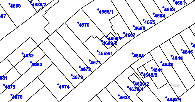 Parcela st. 4669/1 v KÚ Židenice, Katastrální mapa