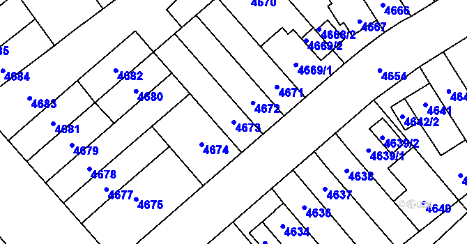 Parcela st. 4673 v KÚ Židenice, Katastrální mapa