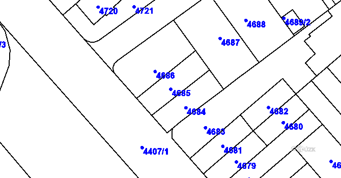Parcela st. 4685 v KÚ Židenice, Katastrální mapa