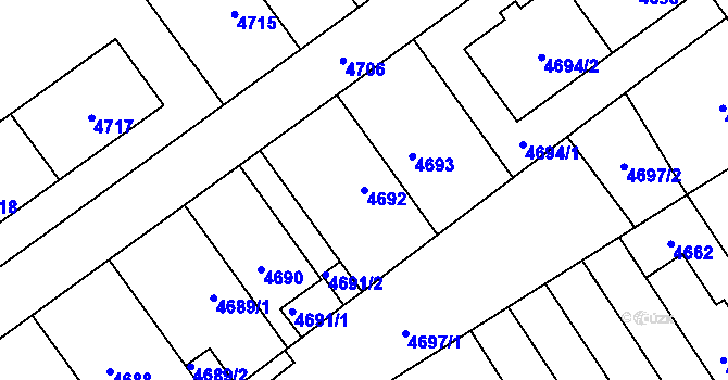 Parcela st. 4692 v KÚ Židenice, Katastrální mapa