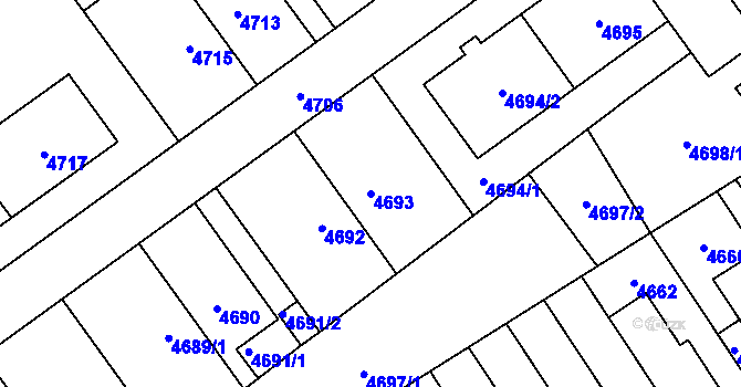 Parcela st. 4693 v KÚ Židenice, Katastrální mapa