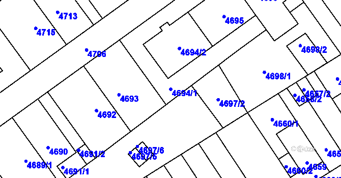Parcela st. 4694/1 v KÚ Židenice, Katastrální mapa