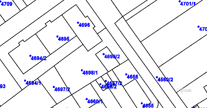 Parcela st. 4698/2 v KÚ Židenice, Katastrální mapa