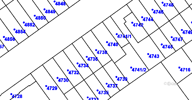 Parcela st. 4738 v KÚ Židenice, Katastrální mapa