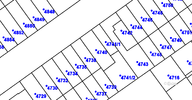 Parcela st. 4740 v KÚ Židenice, Katastrální mapa