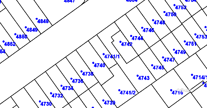 Parcela st. 4741/1 v KÚ Židenice, Katastrální mapa