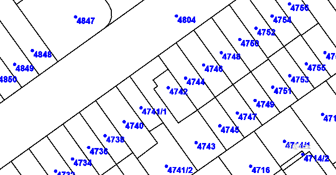 Parcela st. 4742 v KÚ Židenice, Katastrální mapa