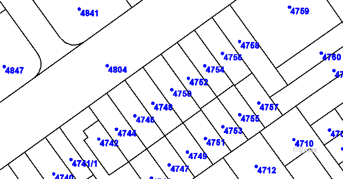 Parcela st. 4750 v KÚ Židenice, Katastrální mapa