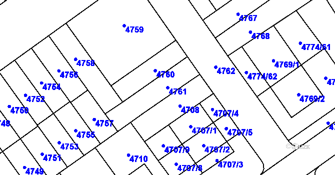 Parcela st. 4761 v KÚ Židenice, Katastrální mapa