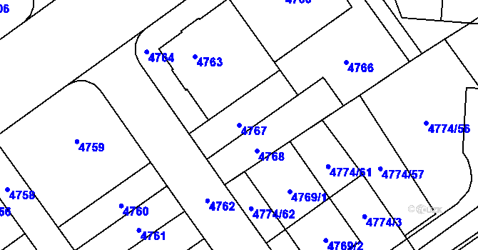 Parcela st. 4767 v KÚ Židenice, Katastrální mapa
