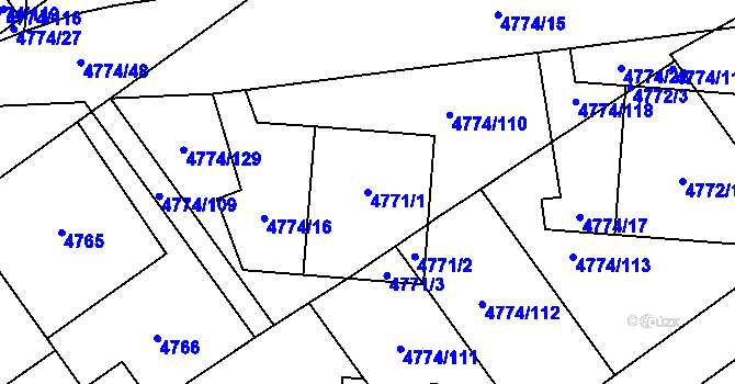 Parcela st. 4771/1 v KÚ Židenice, Katastrální mapa