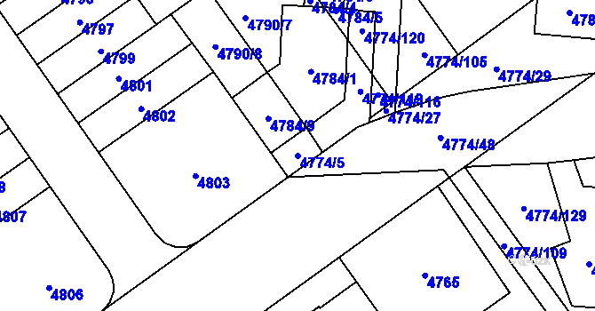 Parcela st. 4774/5 v KÚ Židenice, Katastrální mapa