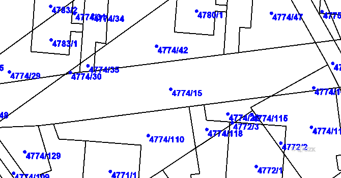 Parcela st. 4774/15 v KÚ Židenice, Katastrální mapa