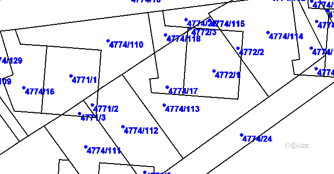 Parcela st. 4774/17 v KÚ Židenice, Katastrální mapa