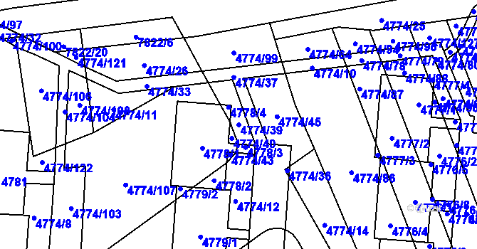Parcela st. 4774/39 v KÚ Židenice, Katastrální mapa