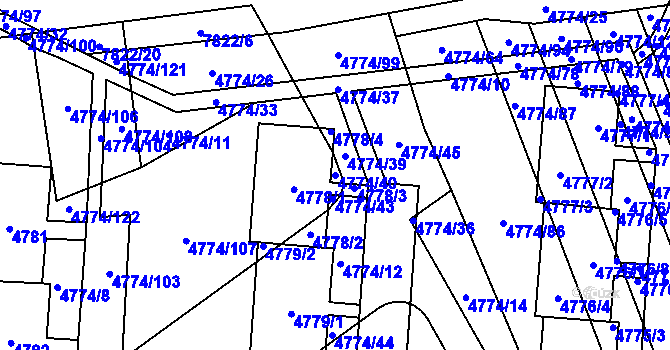 Parcela st. 4774/40 v KÚ Židenice, Katastrální mapa