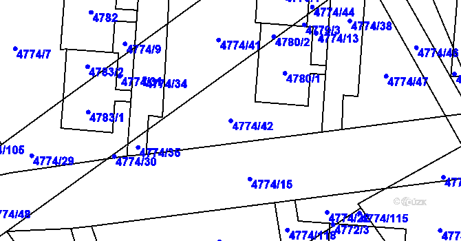 Parcela st. 4774/42 v KÚ Židenice, Katastrální mapa