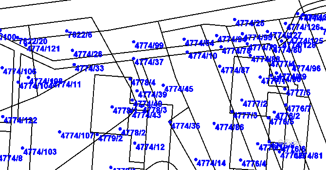 Parcela st. 4774/45 v KÚ Židenice, Katastrální mapa