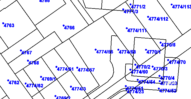 Parcela st. 4774/56 v KÚ Židenice, Katastrální mapa