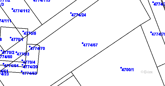 Parcela st. 4774/67 v KÚ Židenice, Katastrální mapa