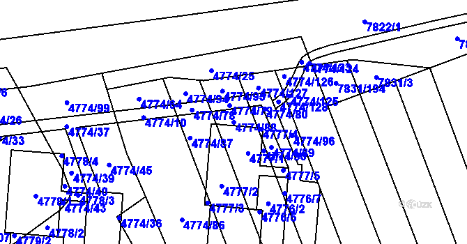 Parcela st. 4774/88 v KÚ Židenice, Katastrální mapa