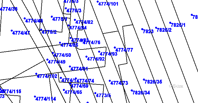 Parcela st. 4774/93 v KÚ Židenice, Katastrální mapa