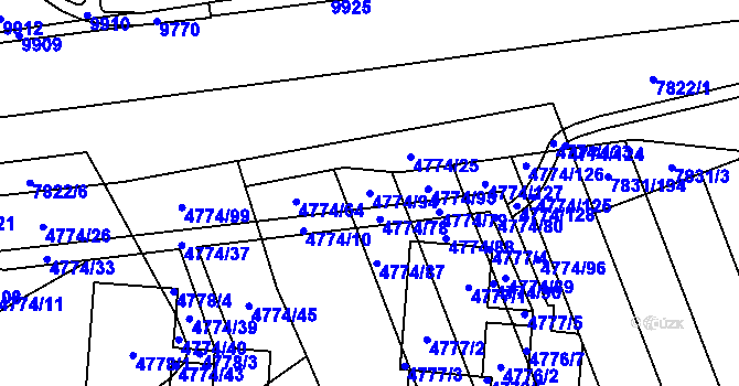Parcela st. 4774/94 v KÚ Židenice, Katastrální mapa