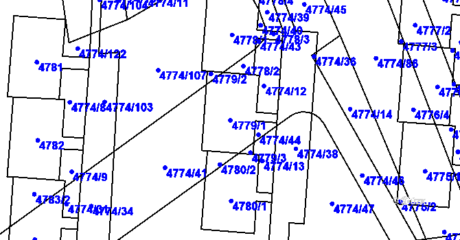 Parcela st. 4779/1 v KÚ Židenice, Katastrální mapa