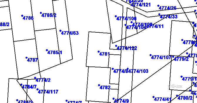 Parcela st. 4781 v KÚ Židenice, Katastrální mapa