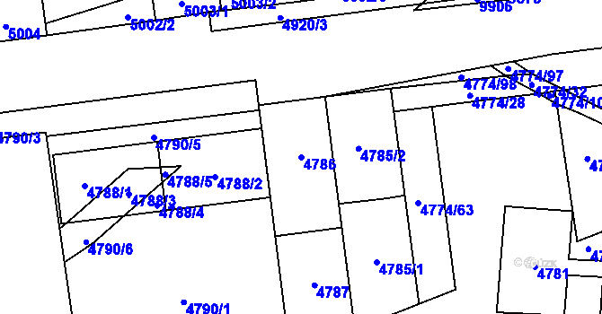 Parcela st. 4786 v KÚ Židenice, Katastrální mapa