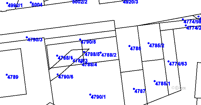 Parcela st. 4788/2 v KÚ Židenice, Katastrální mapa