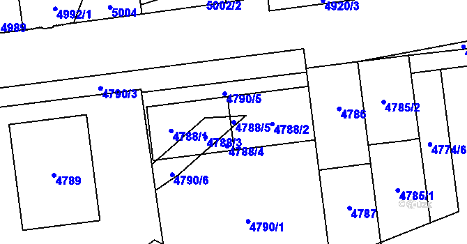 Parcela st. 4788/5 v KÚ Židenice, Katastrální mapa