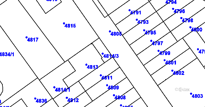 Parcela st. 4814/3 v KÚ Židenice, Katastrální mapa
