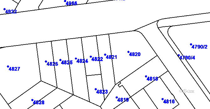 Parcela st. 4821 v KÚ Židenice, Katastrální mapa