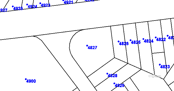 Parcela st. 4827 v KÚ Židenice, Katastrální mapa