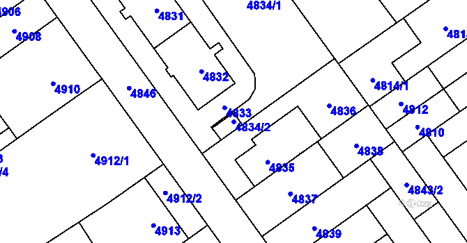 Parcela st. 4834/2 v KÚ Židenice, Katastrální mapa