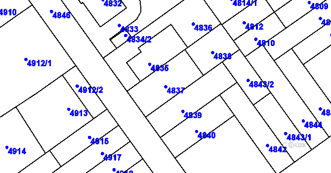Parcela st. 4837 v KÚ Židenice, Katastrální mapa