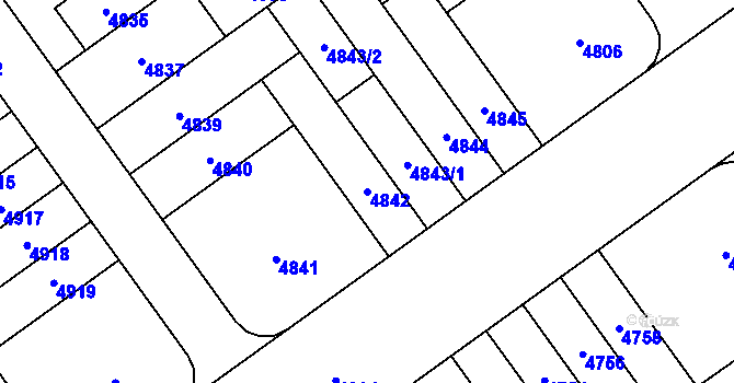 Parcela st. 4842 v KÚ Židenice, Katastrální mapa