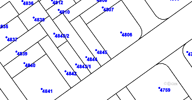 Parcela st. 4845 v KÚ Židenice, Katastrální mapa