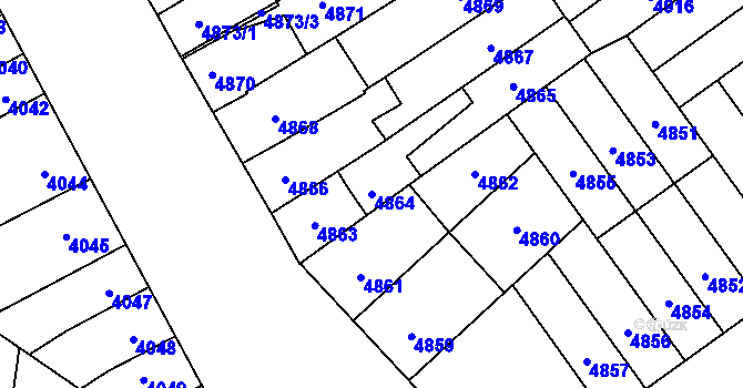 Parcela st. 4864 v KÚ Židenice, Katastrální mapa