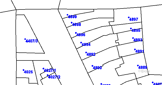 Parcela st. 4894 v KÚ Židenice, Katastrální mapa