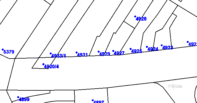 Parcela st. 4929 v KÚ Židenice, Katastrální mapa