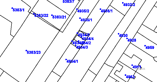 Parcela st. 4934/2 v KÚ Židenice, Katastrální mapa