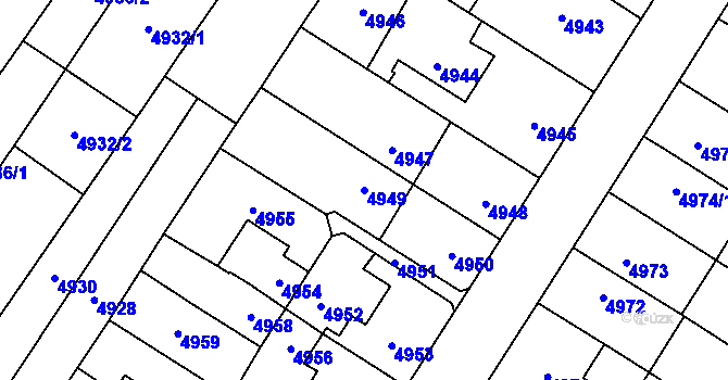 Parcela st. 4949 v KÚ Židenice, Katastrální mapa