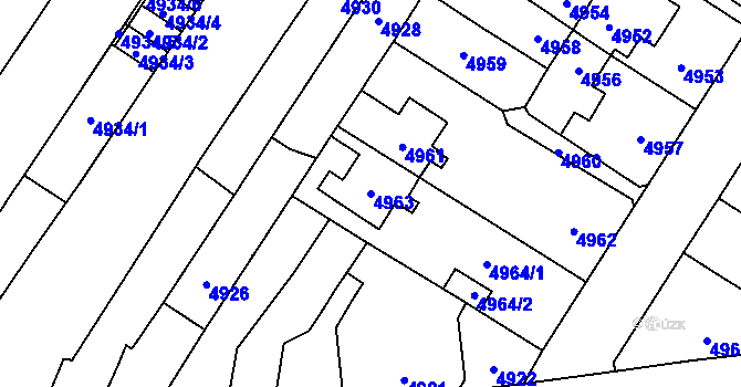 Parcela st. 4963 v KÚ Židenice, Katastrální mapa