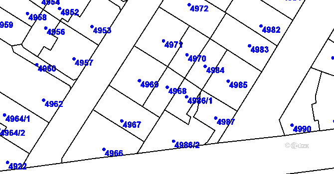 Parcela st. 4968 v KÚ Židenice, Katastrální mapa