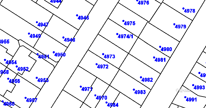 Parcela st. 4973 v KÚ Židenice, Katastrální mapa