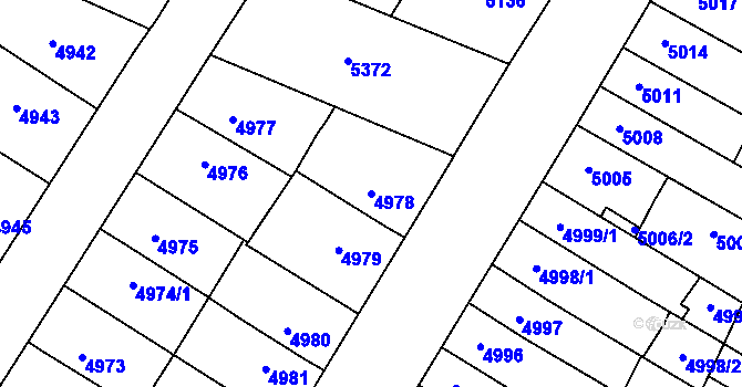 Parcela st. 4978 v KÚ Židenice, Katastrální mapa