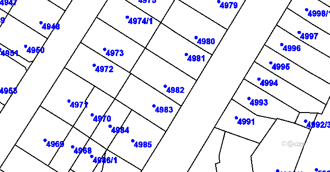 Parcela st. 4982 v KÚ Židenice, Katastrální mapa