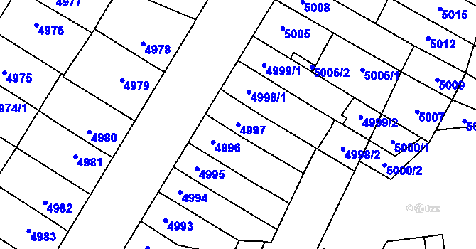 Parcela st. 4997 v KÚ Židenice, Katastrální mapa